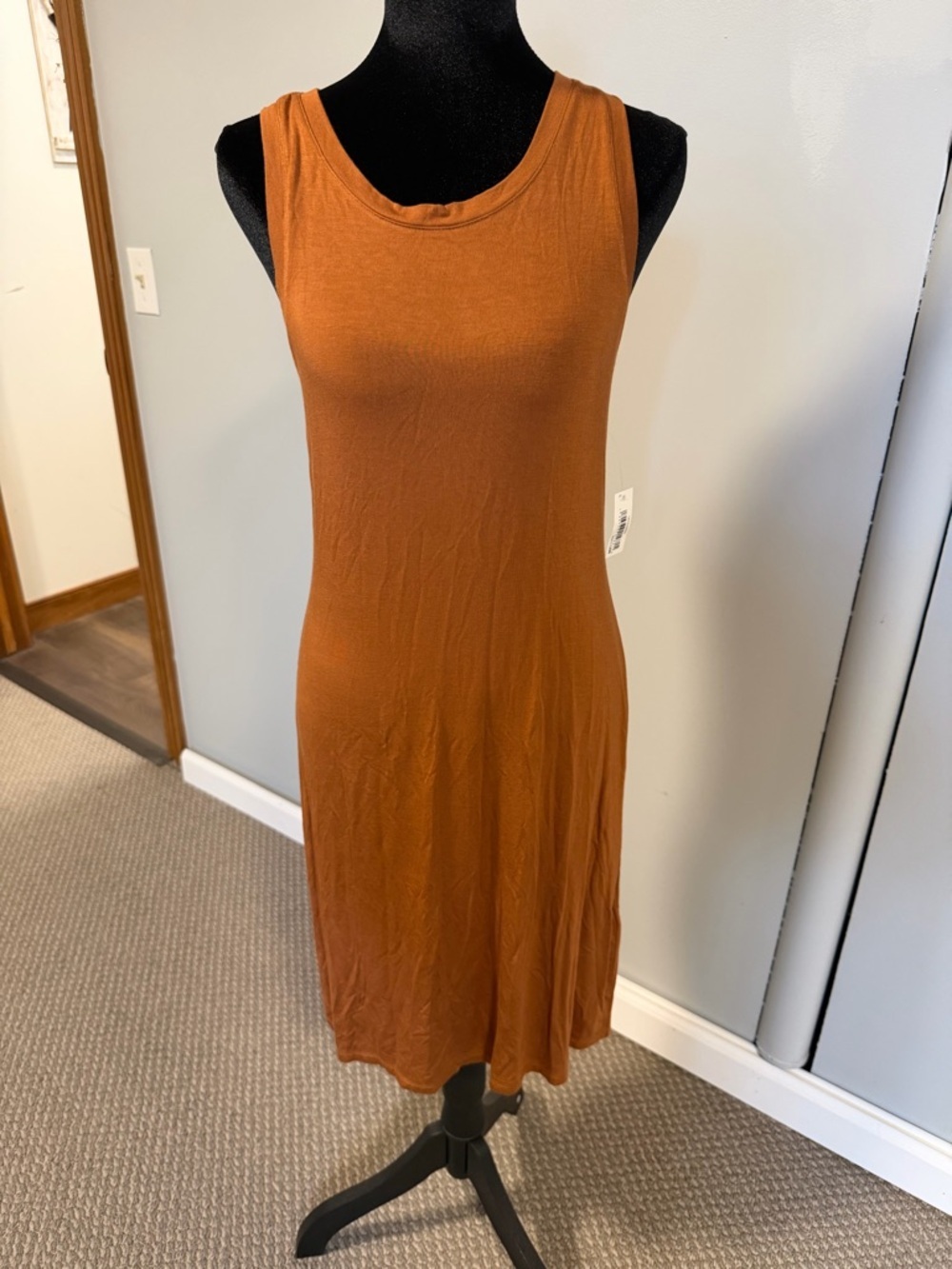 Daily Ritual Rust Midi Tank Dress Size Small Stretchy Sleeveless Casual